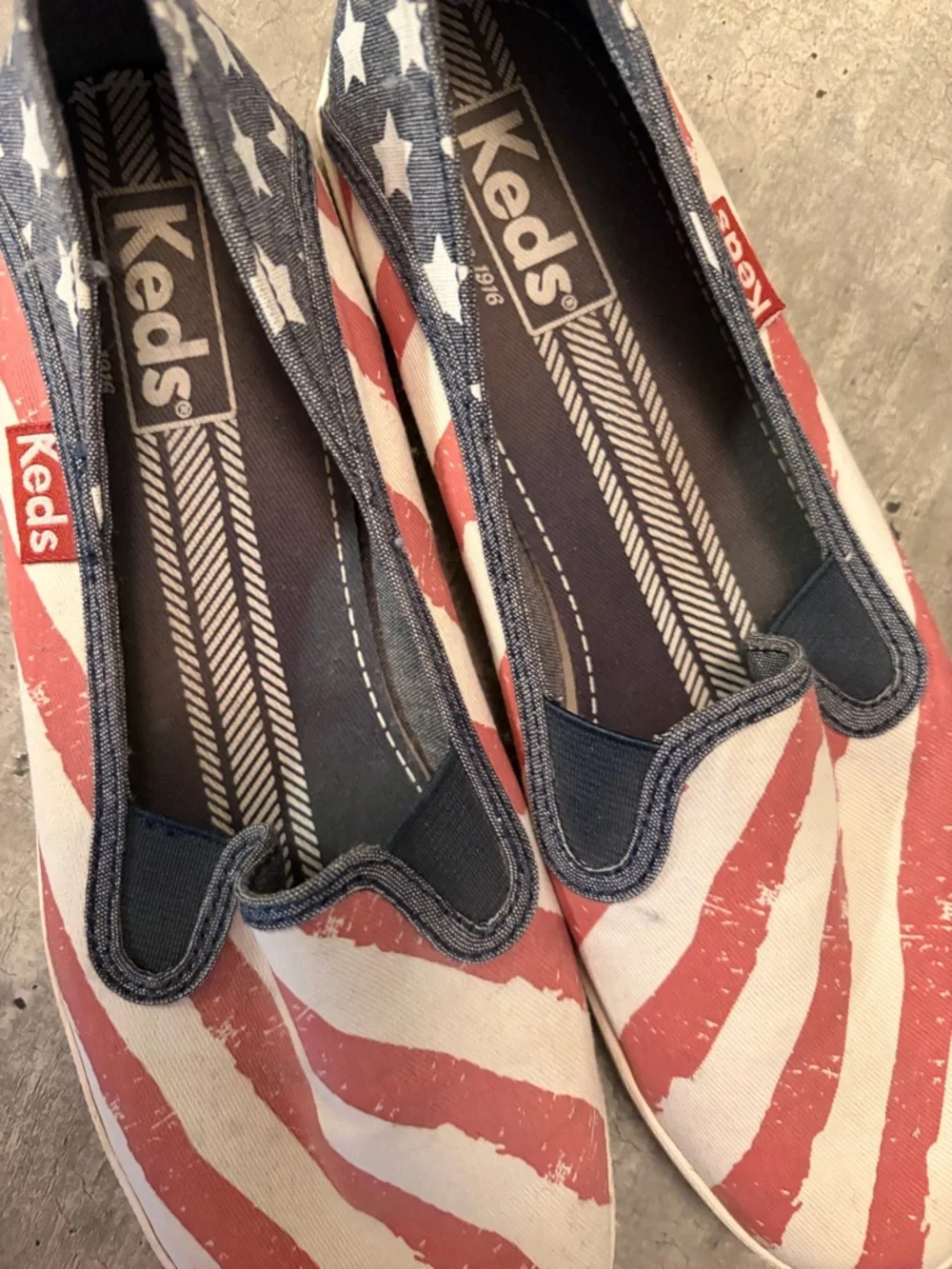 Keds Slip-On Flats in Red White & Blue Stars and Stripes Size 7.5